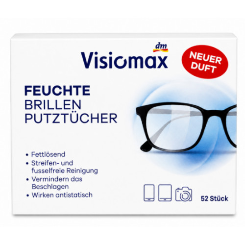 Вологі серветки для очищення окулярів Visiomax Feuchte Brillen Putztücher Denkmit, 52 шт.
